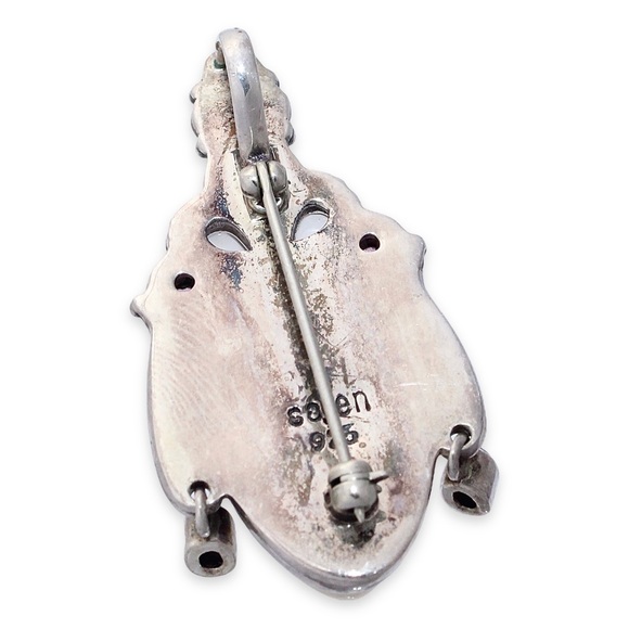 Sajen Goddess Face Pendant Brooch Sterling Silver Ruby Tourmaline Garnet & More - Picture 4 of 5